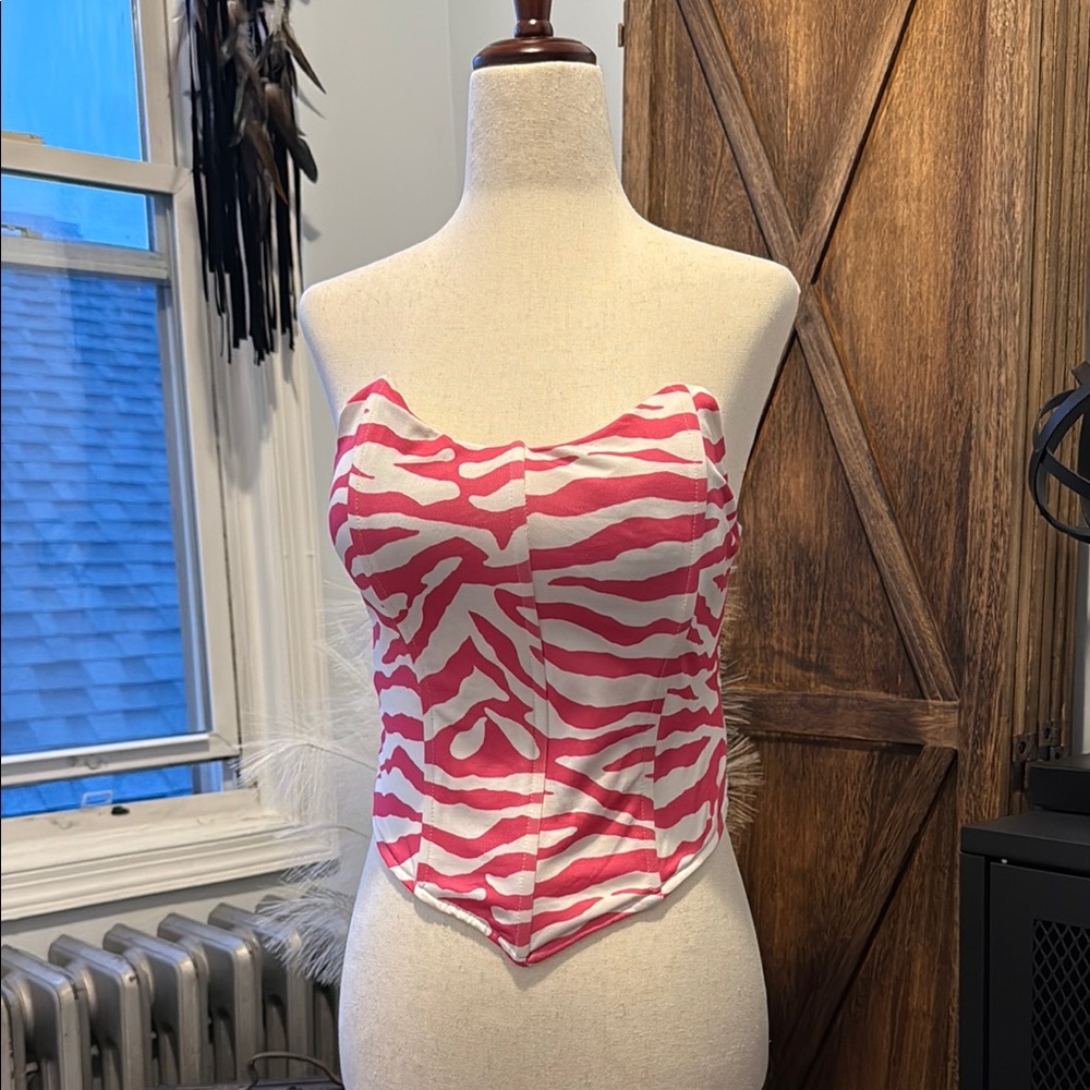 Brazilian Pink Zebra Print Corset Top